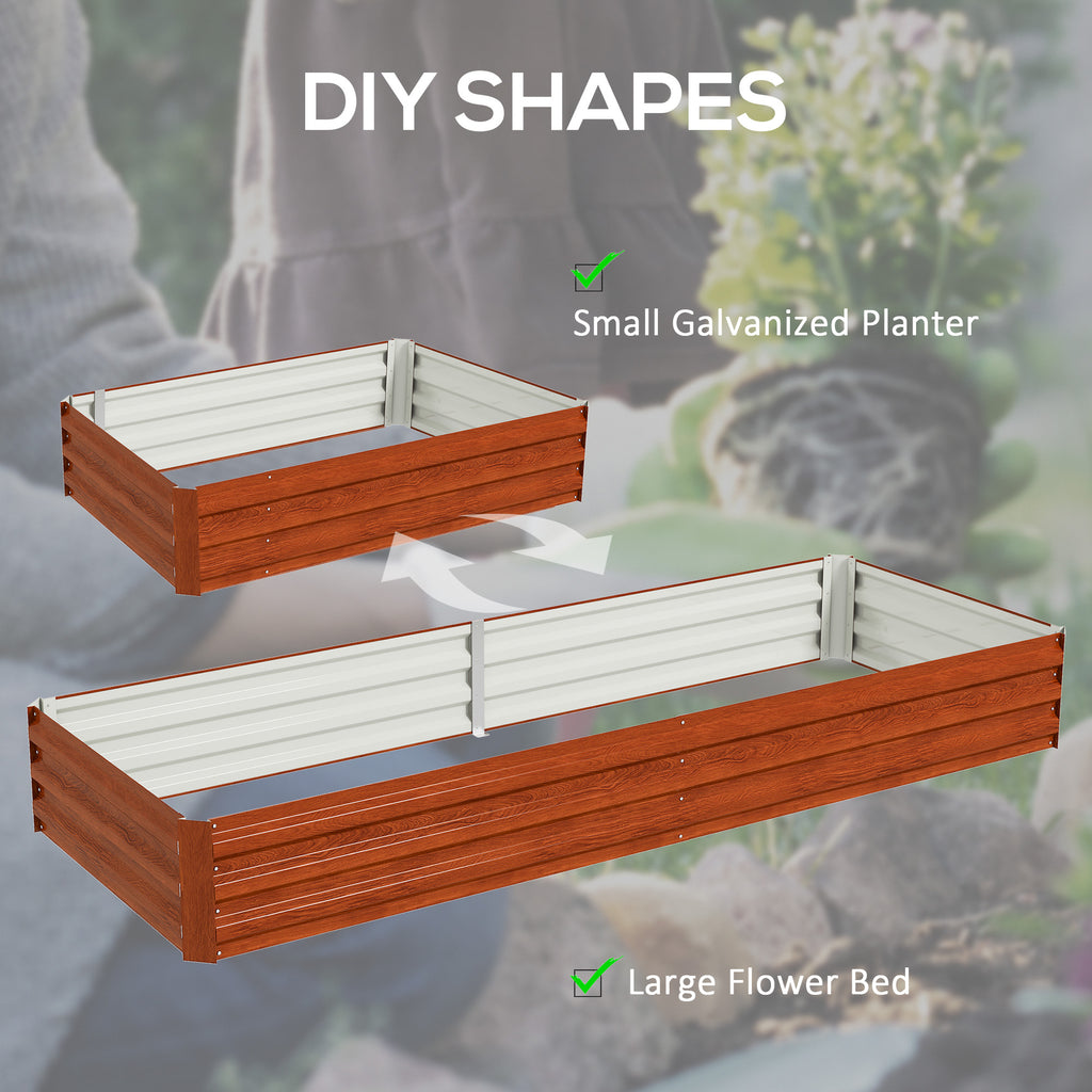 8 x 3 x 1ft Galvanized Raised Garden Bed, Reinforced Outdoor Planter Box with Open Bottom, Brown