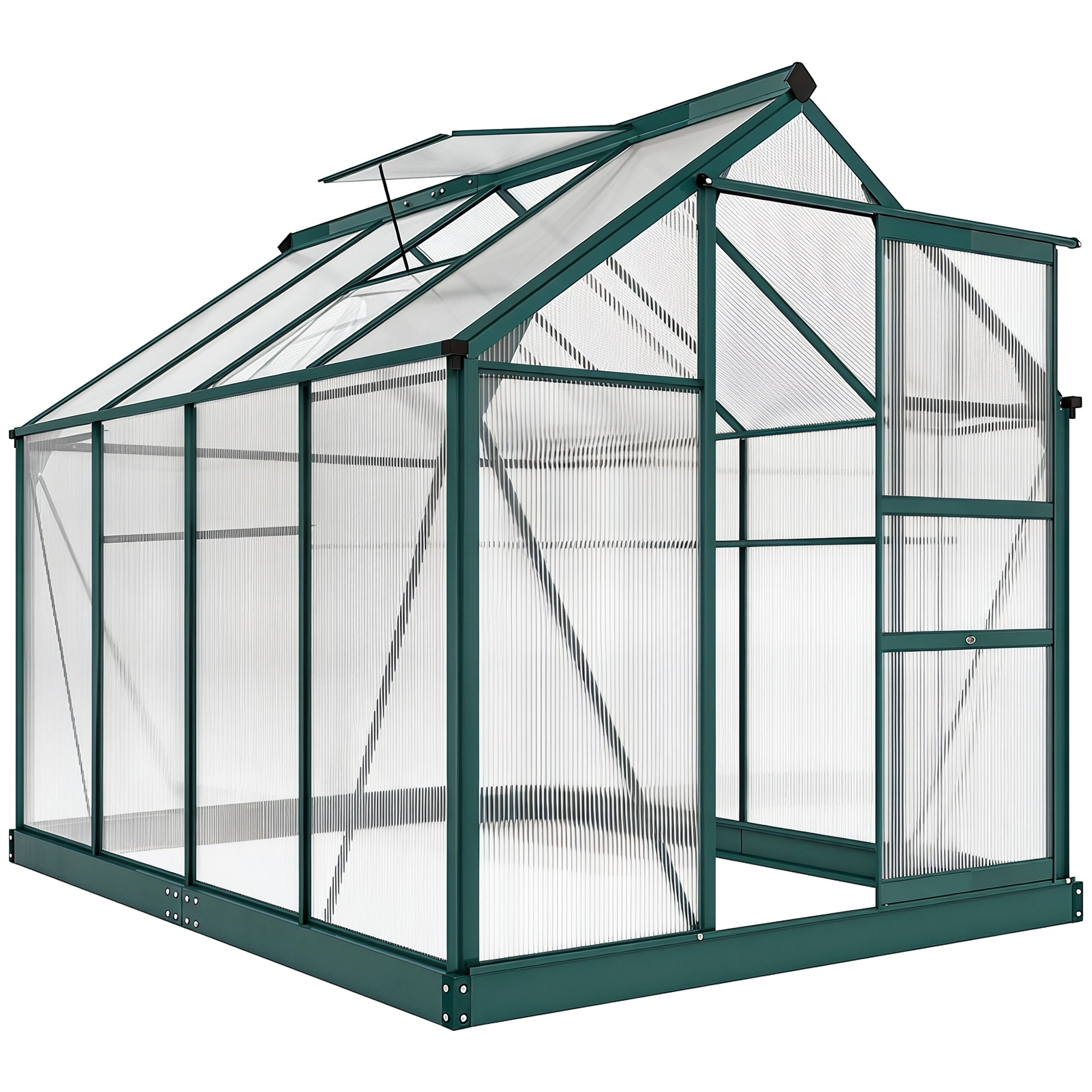 6.2' x 8.3' x 6.6' Clear Polycarbonate Greenhouse, Large Walk-In Green House w/ Slide Door