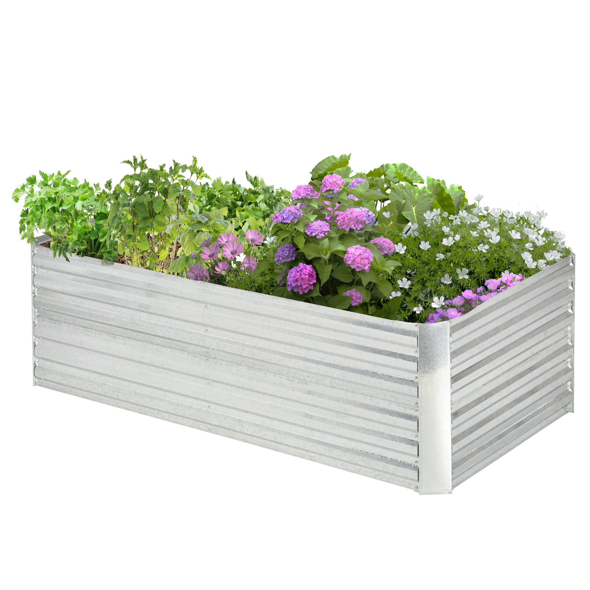 Galvanized Raised Garden Bed, Steel Outdoor Planters with Reinforced Rods, 71'' x 35'' x 23'', Silver