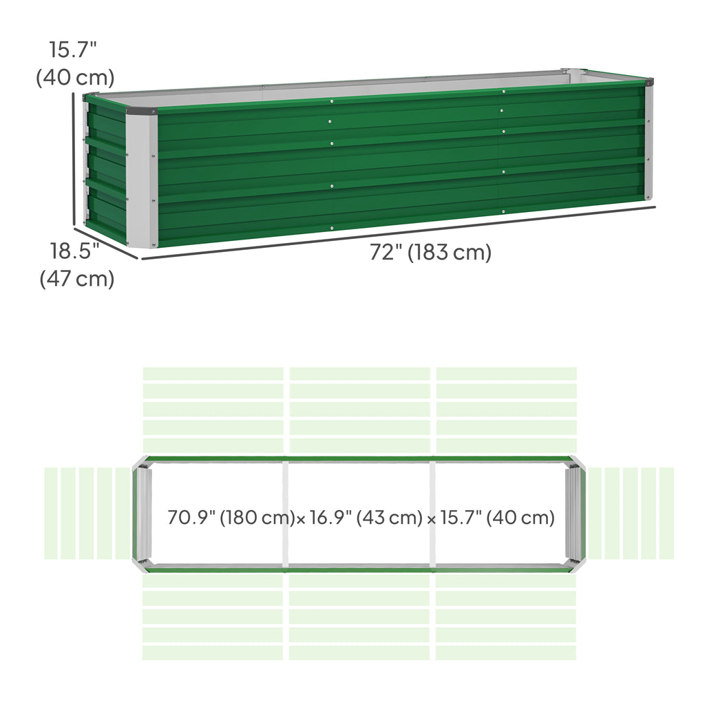 6' x 1.5' x 1.3' Galvanized Raised Garden Bed, Elevated Large Metal Planter Box w/ Install Gloves for Backyard, Patio to Grow Vegetables, Herbs, and Flowers, Green