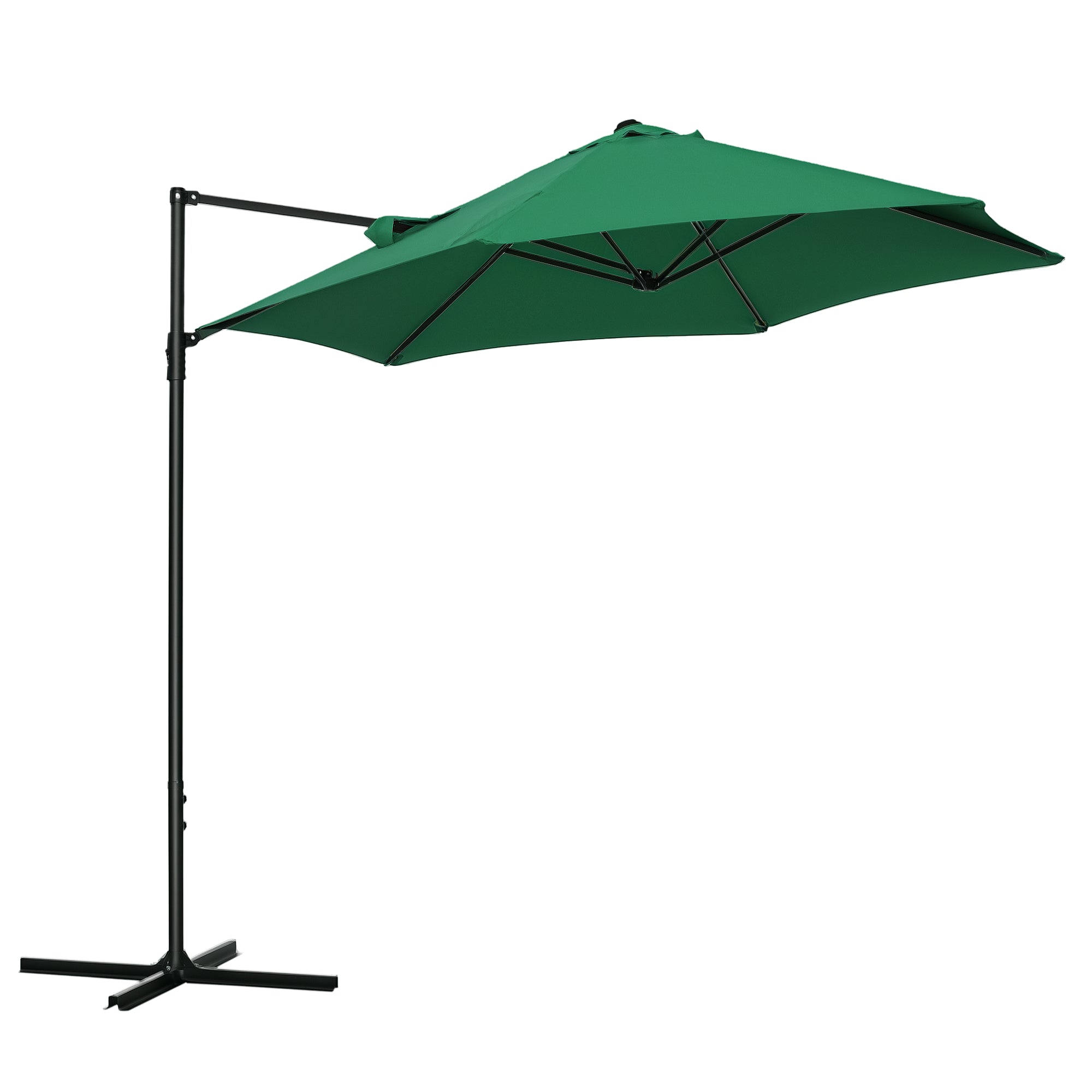 8.5FT Offset Patio Umbrella with 360Â° Rotation, Outdoor Cantilever Roma Parasol Hanging Sun Shade Canopy Shelter with Cross Base, Green