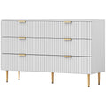 Modern Chest of Drawers 6 Drawer Dresser for Bedroom with Gold Legs and Handles, White