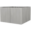 Gazebo Curtains, 10' x 10' Universal Replacement Privacy Curtain, 4-Panels Sidewall with Hooks/C-Rings, Light Grey