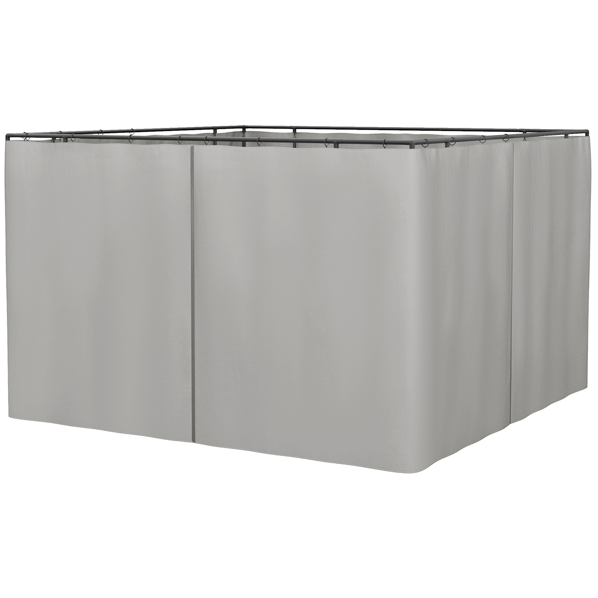 Gazebo Curtains, 10' x 10' Universal Replacement Privacy Curtain, 4-Panels Sidewall with Hooks/C-Rings, Light Grey