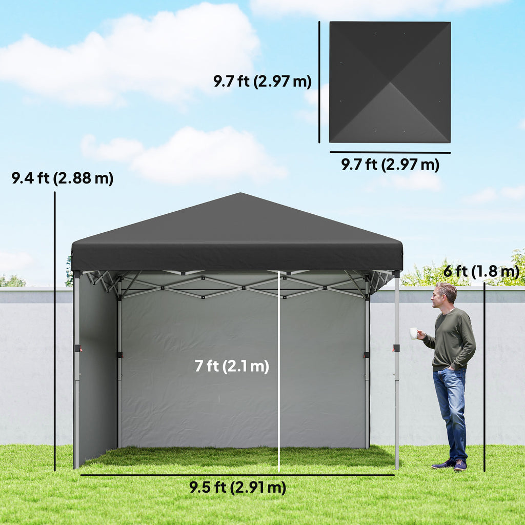 10' x 10' Pop Up Canopy with Sidewalls, Roller Bag, Height Adjustable Instant Tent for Outdoor, Garden, Patio, Black