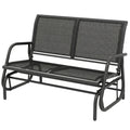 Outdoor Glider Bench, 2 Seater Garden Patio Glider Chair with Sling Fabric Seat, Steel Frame, Black