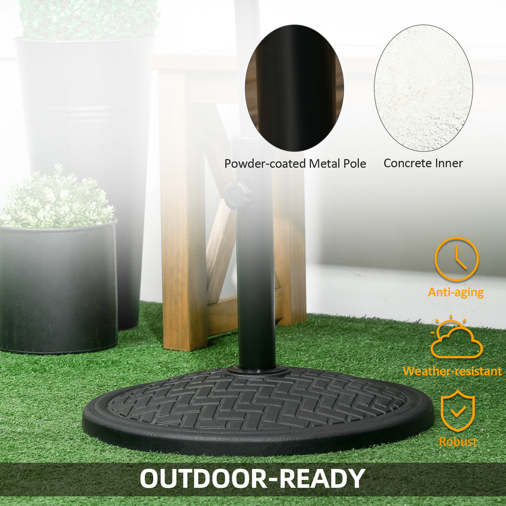 31lbs Concrete Round Patio Umbrella Base Holder, Outdoor Market Umbrella Stand Weight for Lawn, Deck, Backyard, Garden, Black