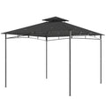 10' x 10' Gazebo, Soft Top Outdoor Gazebo with 2-Tier Roof, Metal Frame, Dark Grey