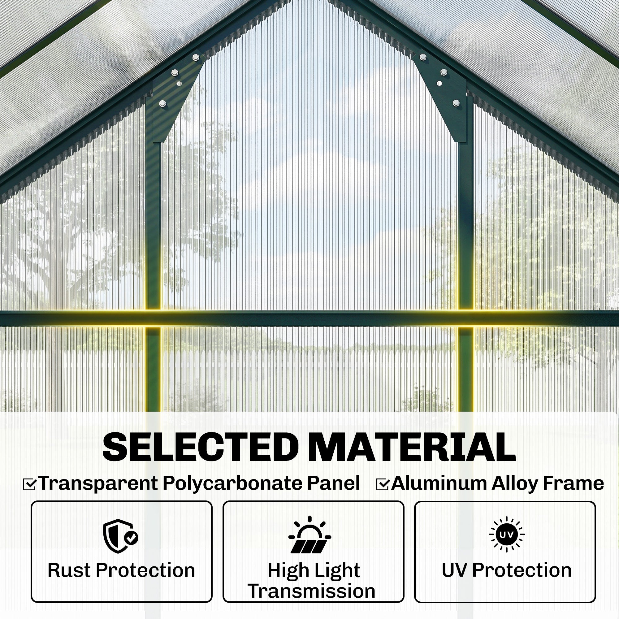 6.2' x 8.3' x 6.6' Clear Polycarbonate Greenhouse, Large Walk-In Green House w/ Slide Door