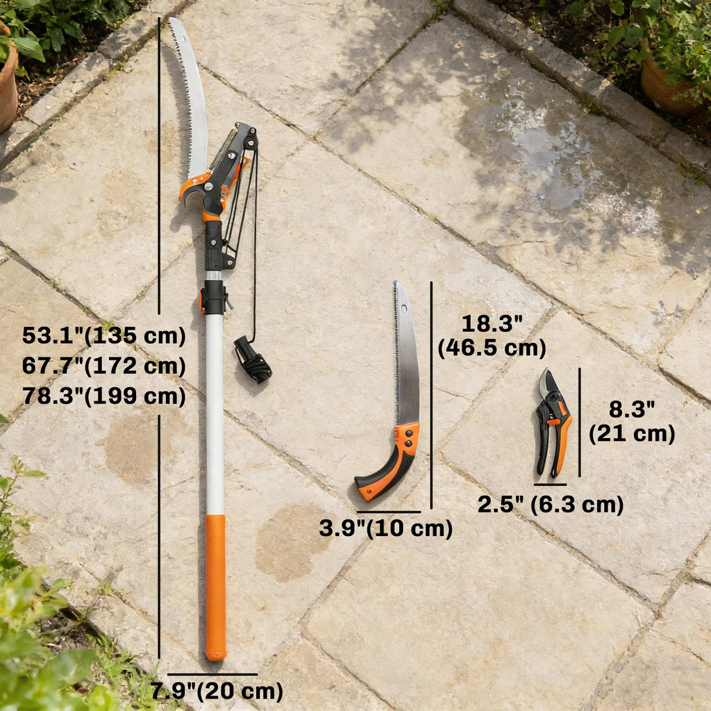 2-In-1 Manual Pole Saw, Hand Pruning Saw, Secateurs with Safety Lock, 6.5ft Aluminium Telescopic Pole Pruner