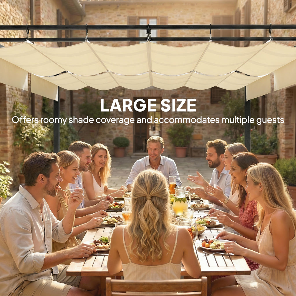 19' x 10' Pergola with Retractable Canopy, Patio Pergola with Sun Shade Shelter, UV50+, for Patio, Garden, Cream