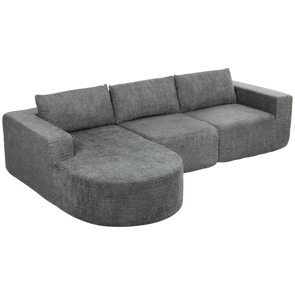 L Shaped Cloud Boneless Couch, Modular Sectional Sofa with Chaise and Deep Seat for Living Room, Bedroom, Dark Grey