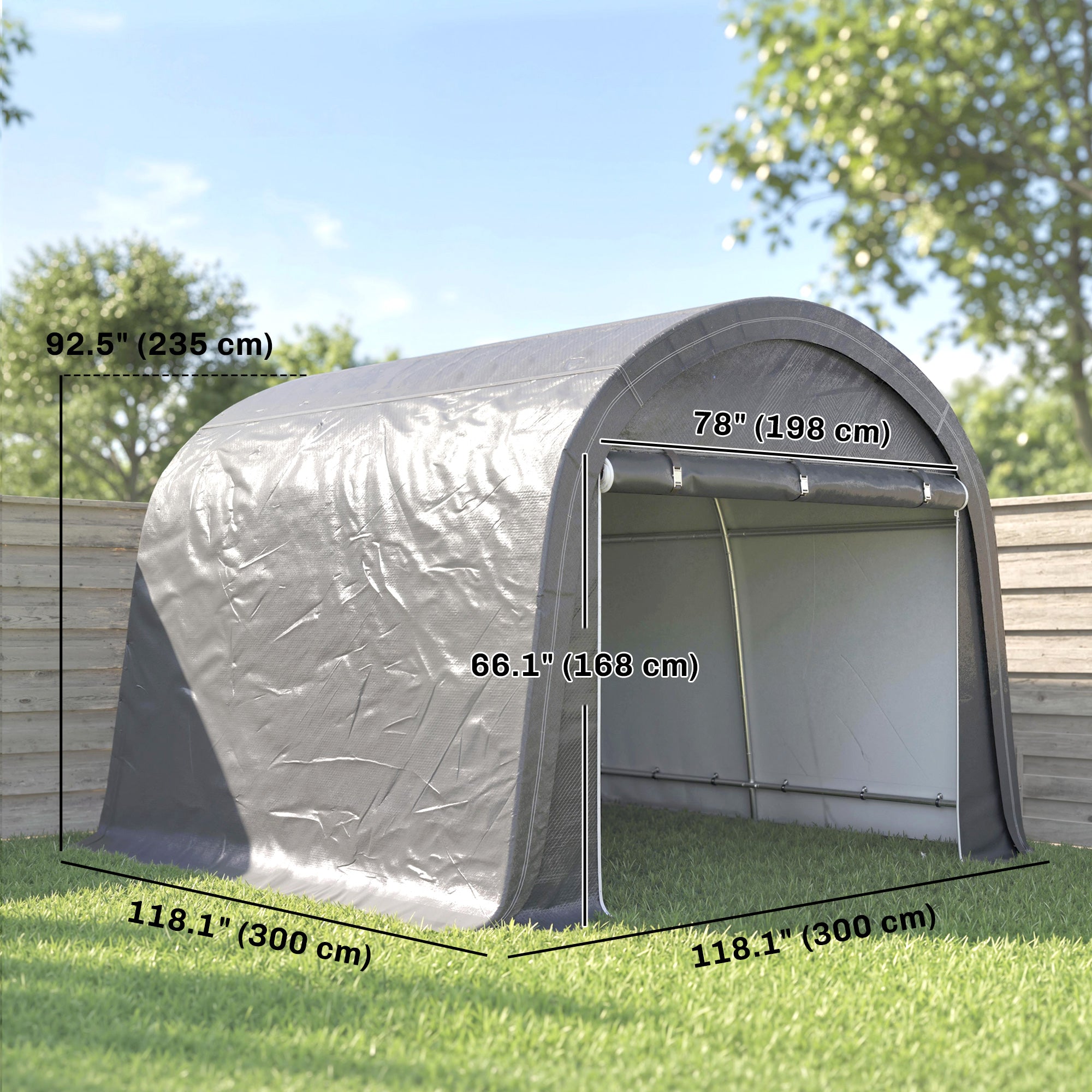 10' x 10' Outdoor Storage Tent, Heavy Duty and Waterproof Portable Shed for Bike, Motorcycle & Garden Tools, Light Grey