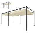 19' x 10' Pergola with Retractable Canopy, Patio Pergola with Sun Shade Shelter, UV50+, for Patio, Garden, Cream