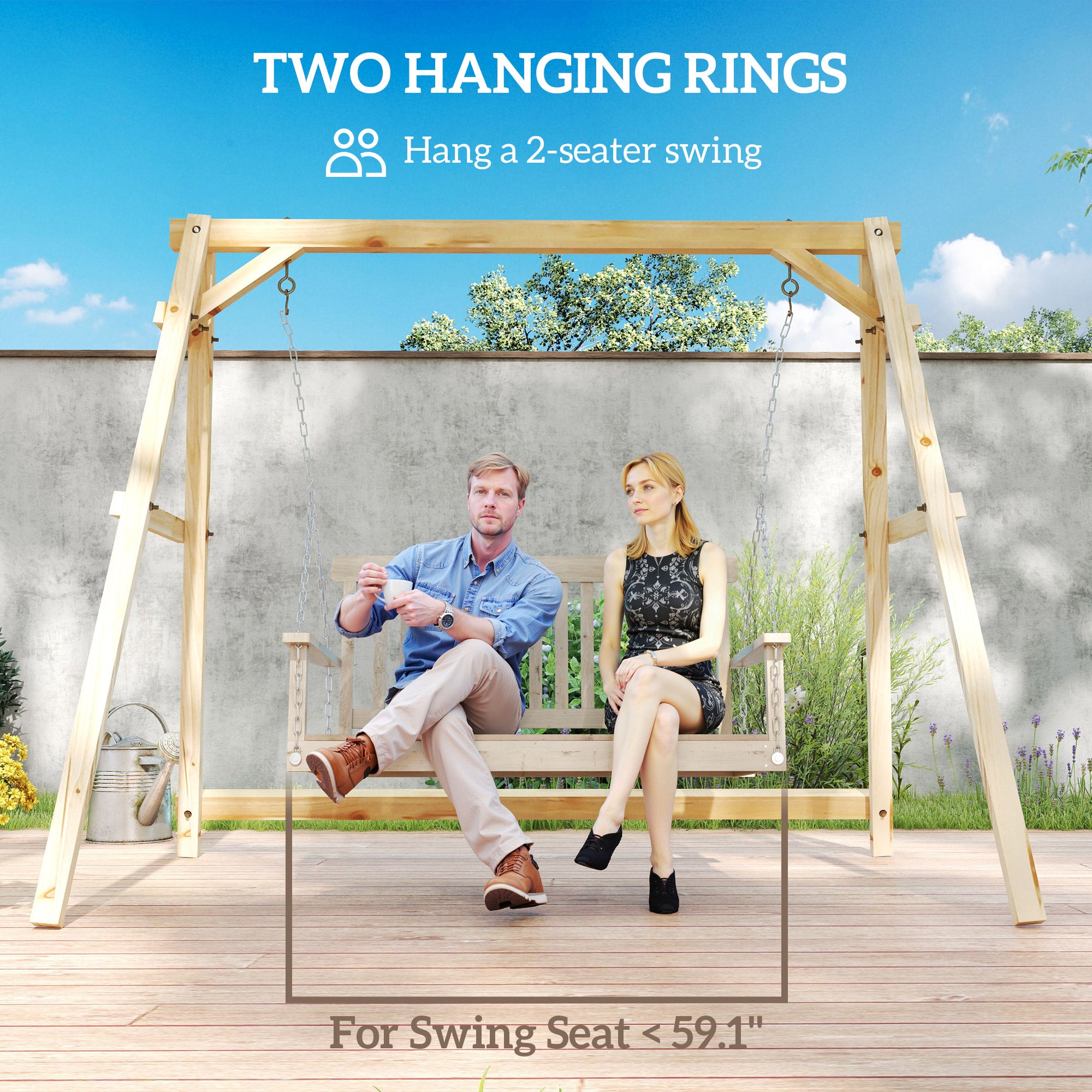 770lbs Porch Swing Frame, Heavy Duty A-Frame Hanging Chair Stand Only with Reinforced Bars for Porch, Garden, Backyard