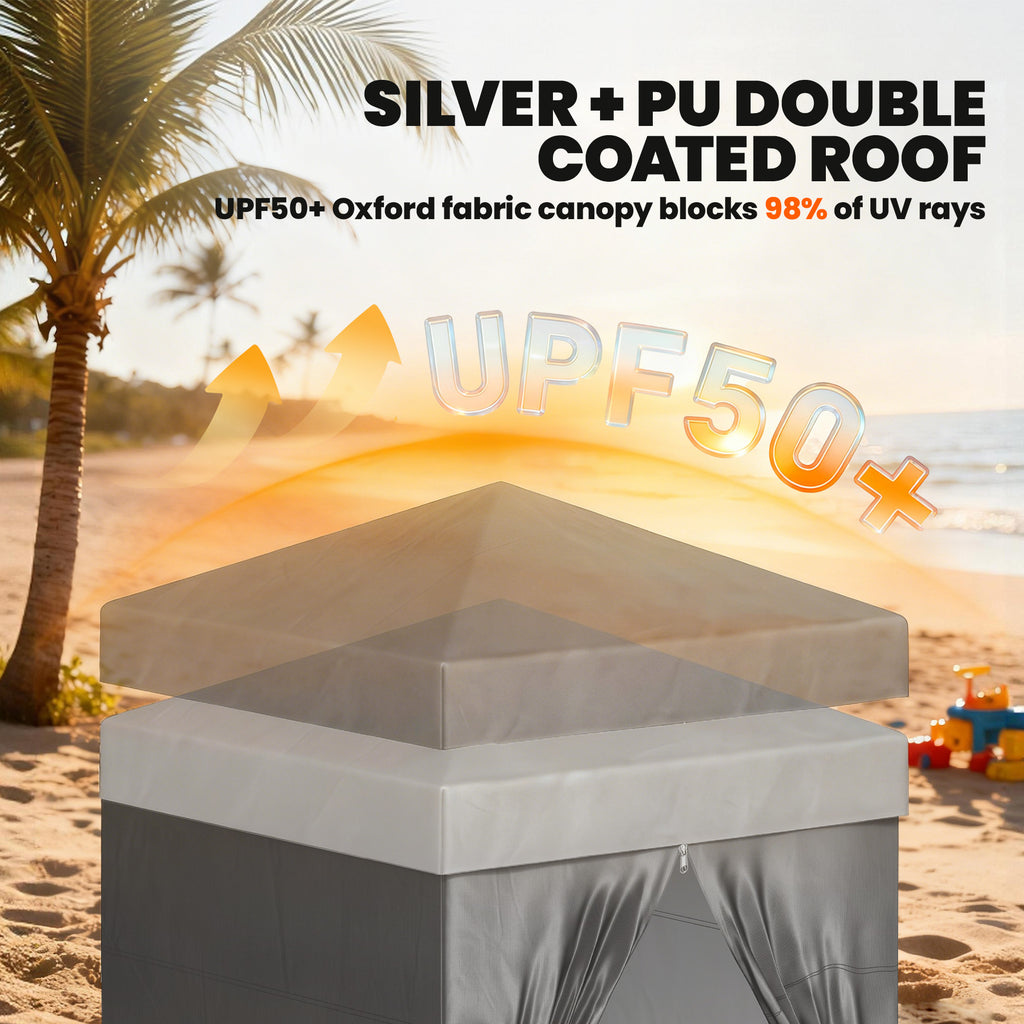 5 x 5 ft Compact Pop Up Canopy Tent, UPF 50+ Changing Room, Portable Instant Privacy Canopy with Mesh Window, Dark Grey