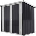 5x3 Lean to Shed with Lockable Door, Durable Metal Shed for Garden, Patio, Lawn, Black