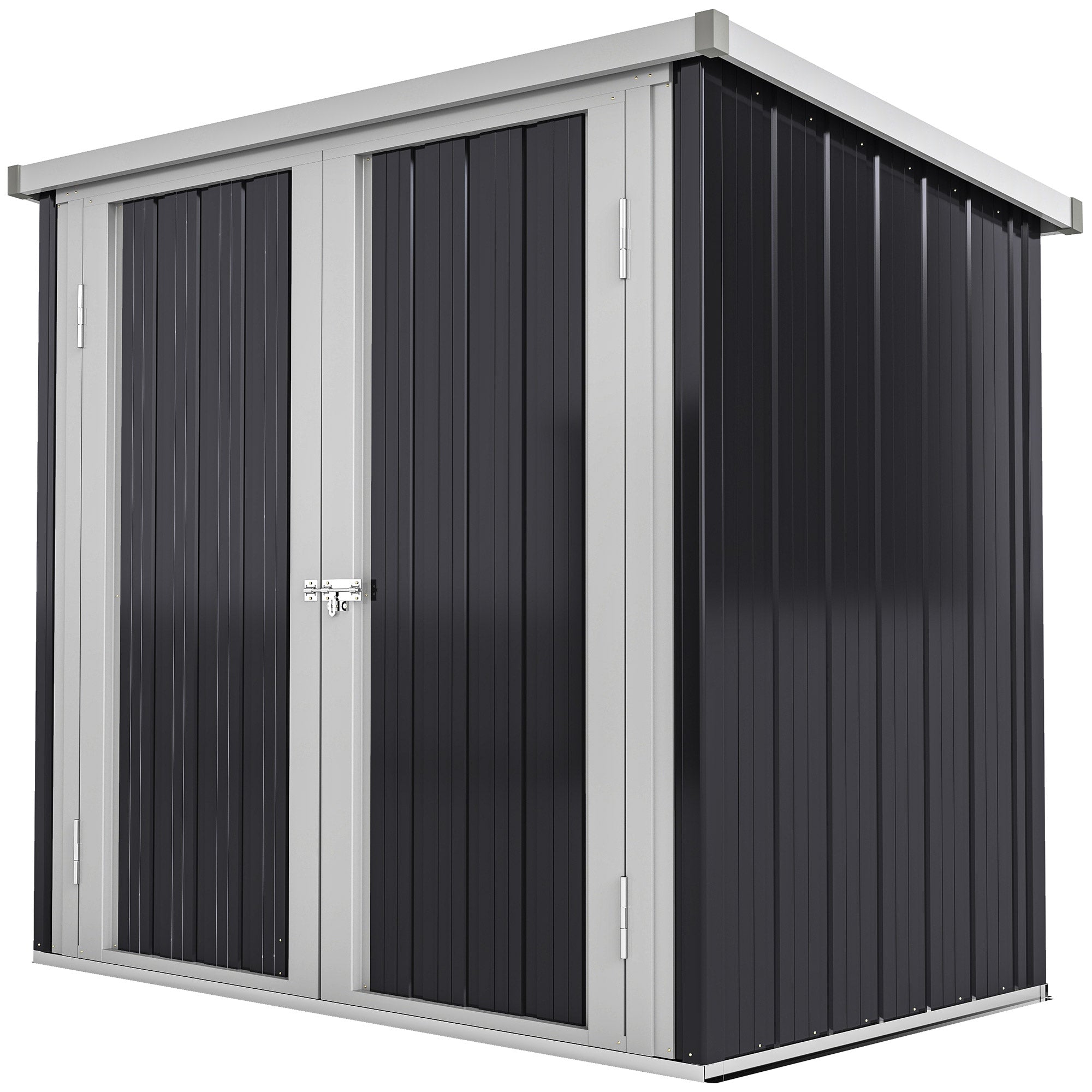 5x3 Lean to Shed with Lockable Door, Durable Metal Shed for Garden, Patio, Lawn, Black
