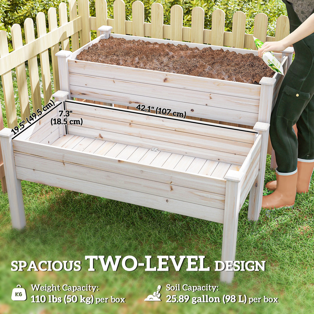 2 Tiers Wood Plant Raised Bed Flower Vegetable Herb Grow Box Stand Garden  Step Planter Stand Free Combination