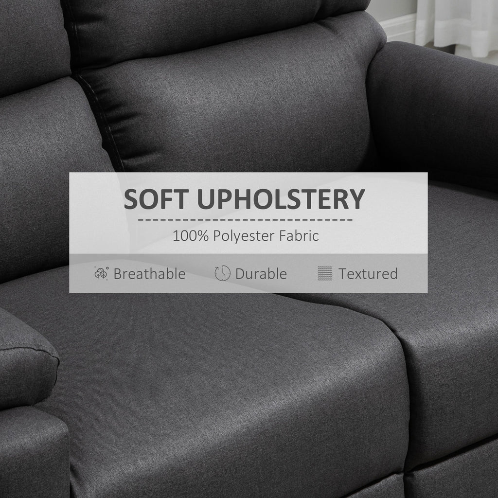 2 Seater Reclining Chair, Loveseat Recliner Sofa with Footrest and Split Backrest, Dark Grey