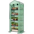 Mini Greenhouse with Screen Roof, Portable Small Greenhouse with Roll-Up Zipper Door, 27.6" x 19.7" x 75.6", Green