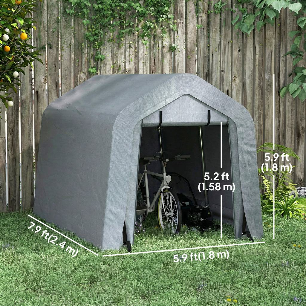 8' x 6' Carport with Sidewalls and Roll-up Door, Outdoor Storage Shelter for Motorcycle and Car, Dark Grey