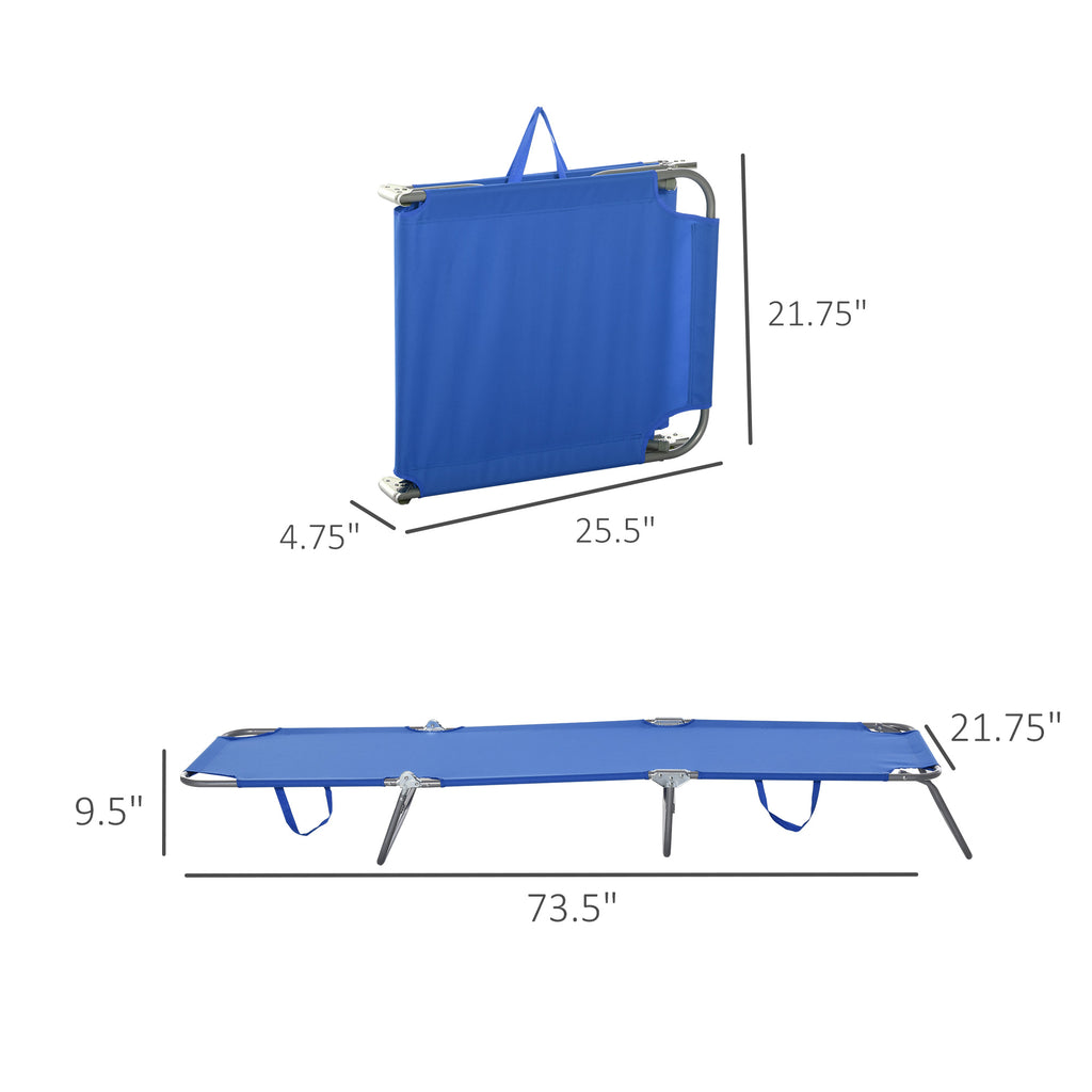 Folding Outdoor Lounge Chair, Portable Reclining Beach Lounger with Breathable Mesh Fabric, Sun Lounge Bed Camping Cot for Patio, Garden, Poolside, Blue