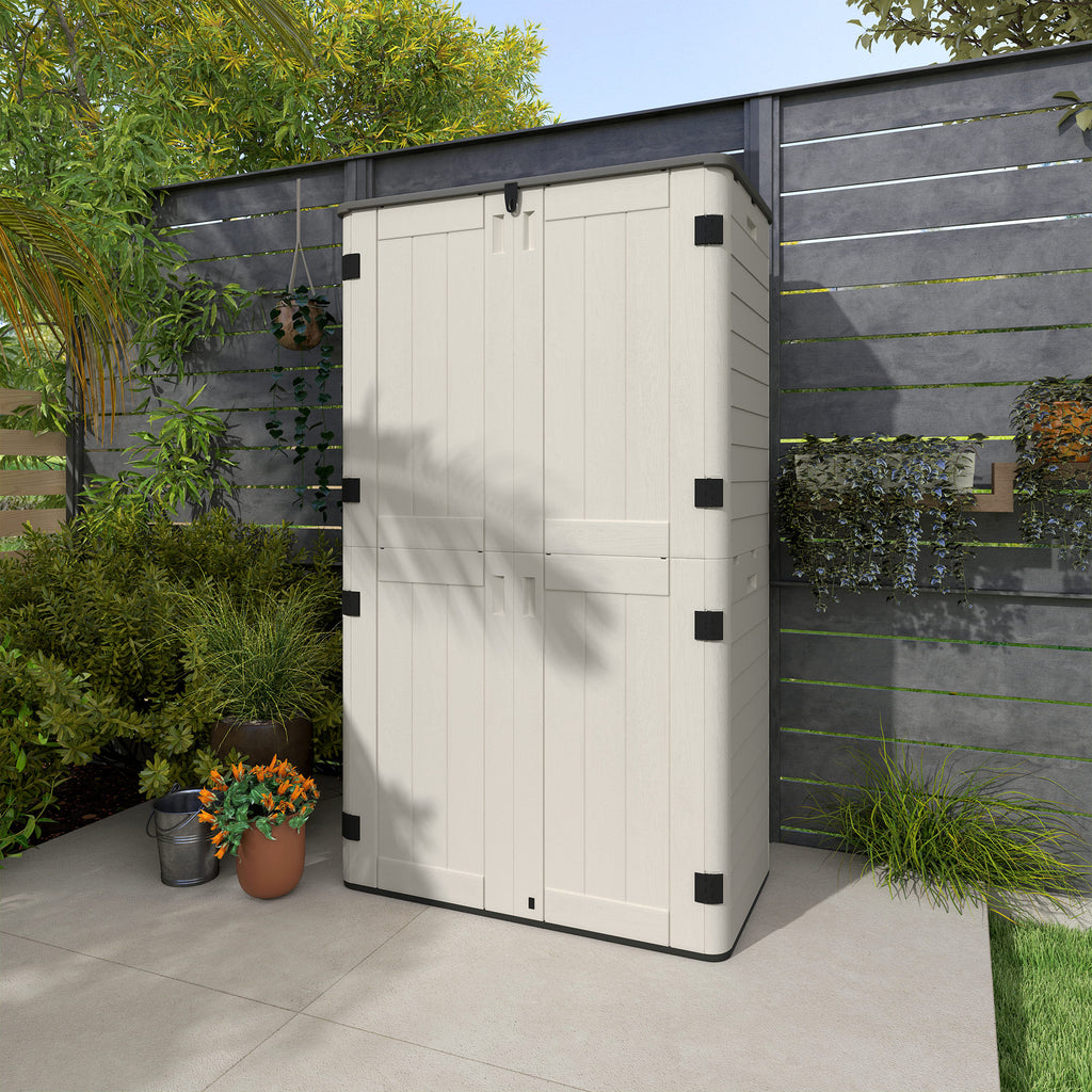 368 Gallon Outdoor Storage Cabinet with Openable Top and Lockable Doors for Lawnmower, Trash Can, Patio Accessories