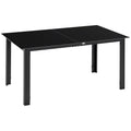 Aluminium Outdoor Dining Table for 6, 59" x 35" Rectangle Patio Table with Tempered Glass Tabletop, for Garden, Backyard, Lawn, Balcony, Black