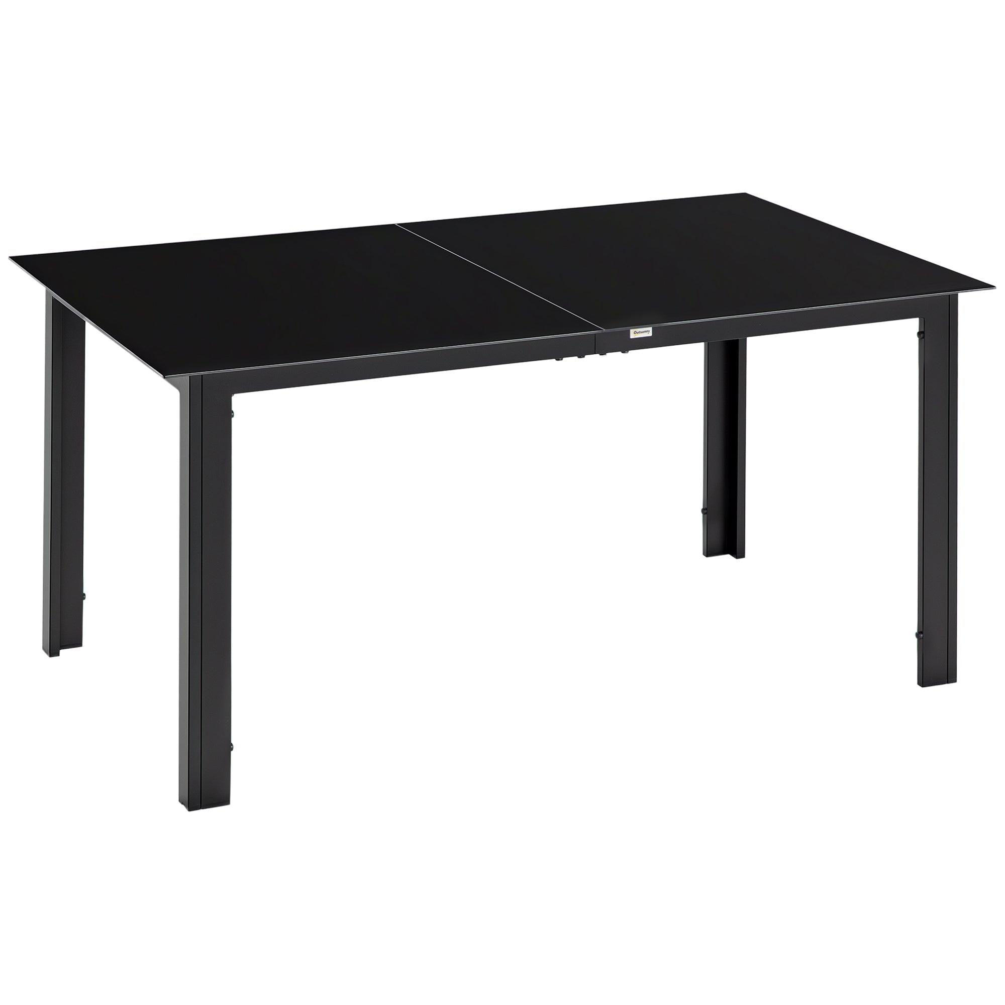 Aluminium Outdoor Dining Table for 6, 59" x 35" Rectangle Patio Table with Tempered Glass Tabletop, for Garden, Backyard, Lawn, Balcony, Black