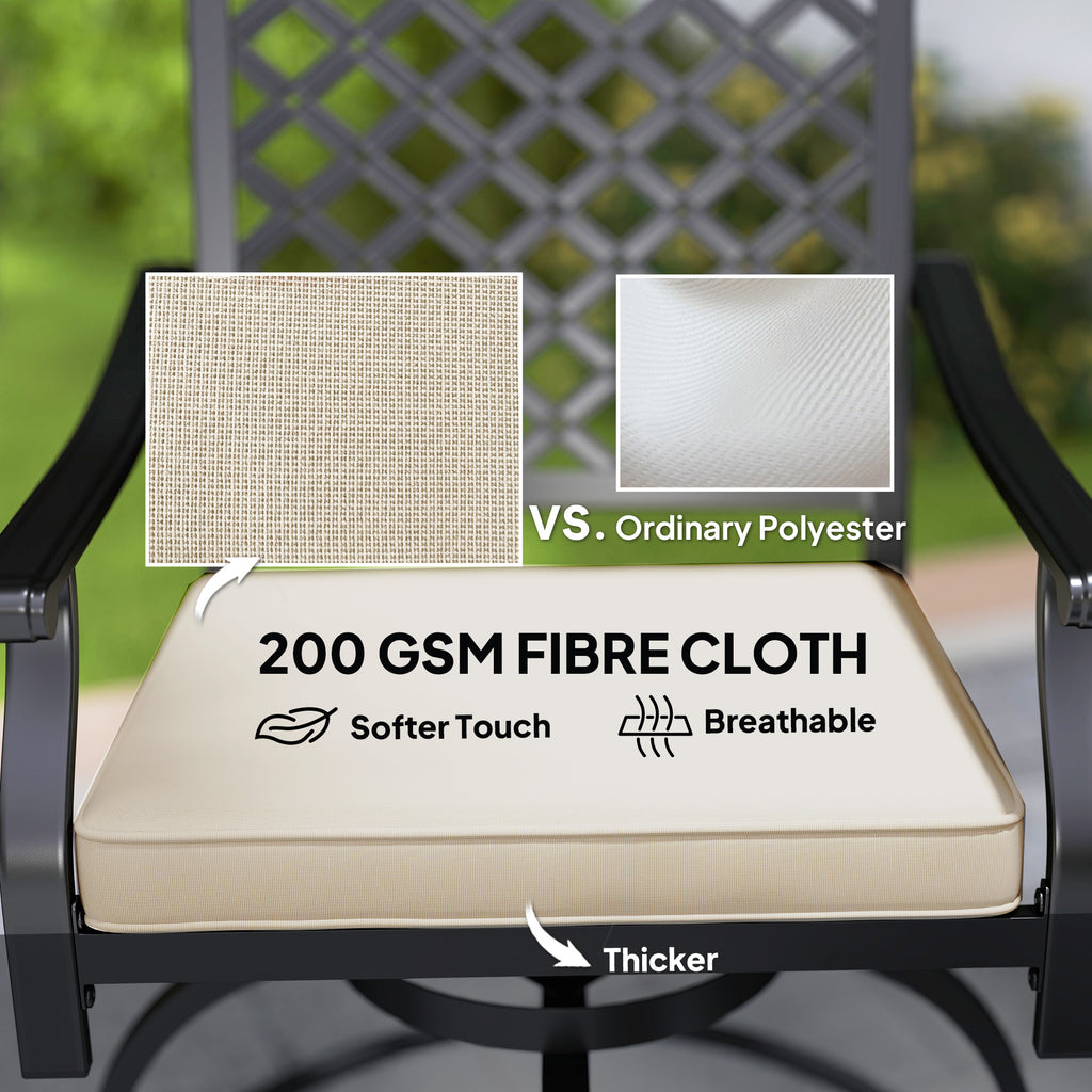 Outdoor Bar Stools Set of 2, Bar Height Swivel Patio Chairs with Cushion, Pillow Footrest for Poolside, Backyard