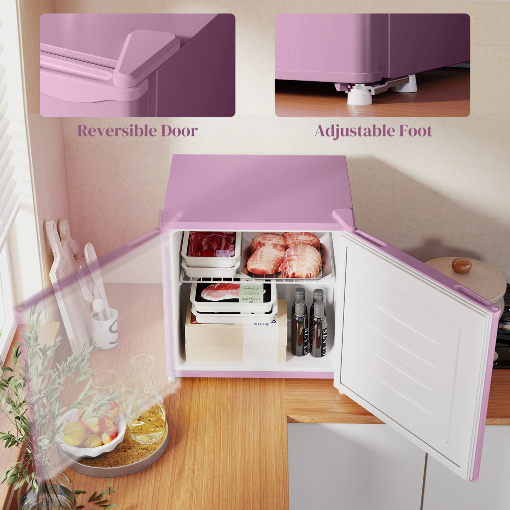 1.1 Cu. Ft. Mini Freezer, Compact Upright Freezer with Reversible Door, Removable Shelf, Adjustable Temperature, Pink