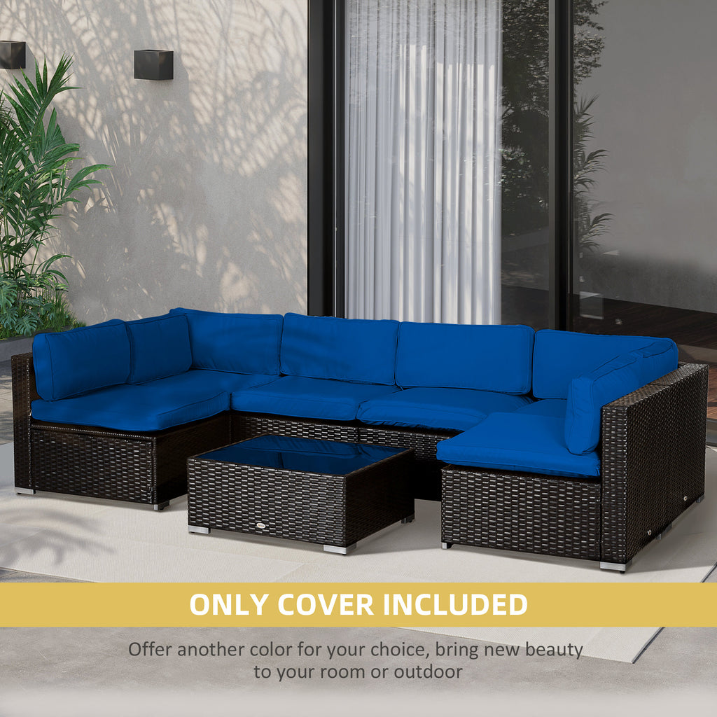 Outdoor 14pc Patio Rattan Sofa Set Cushion Polyester Cover Replacement Set - No Cushion Included Light Blue