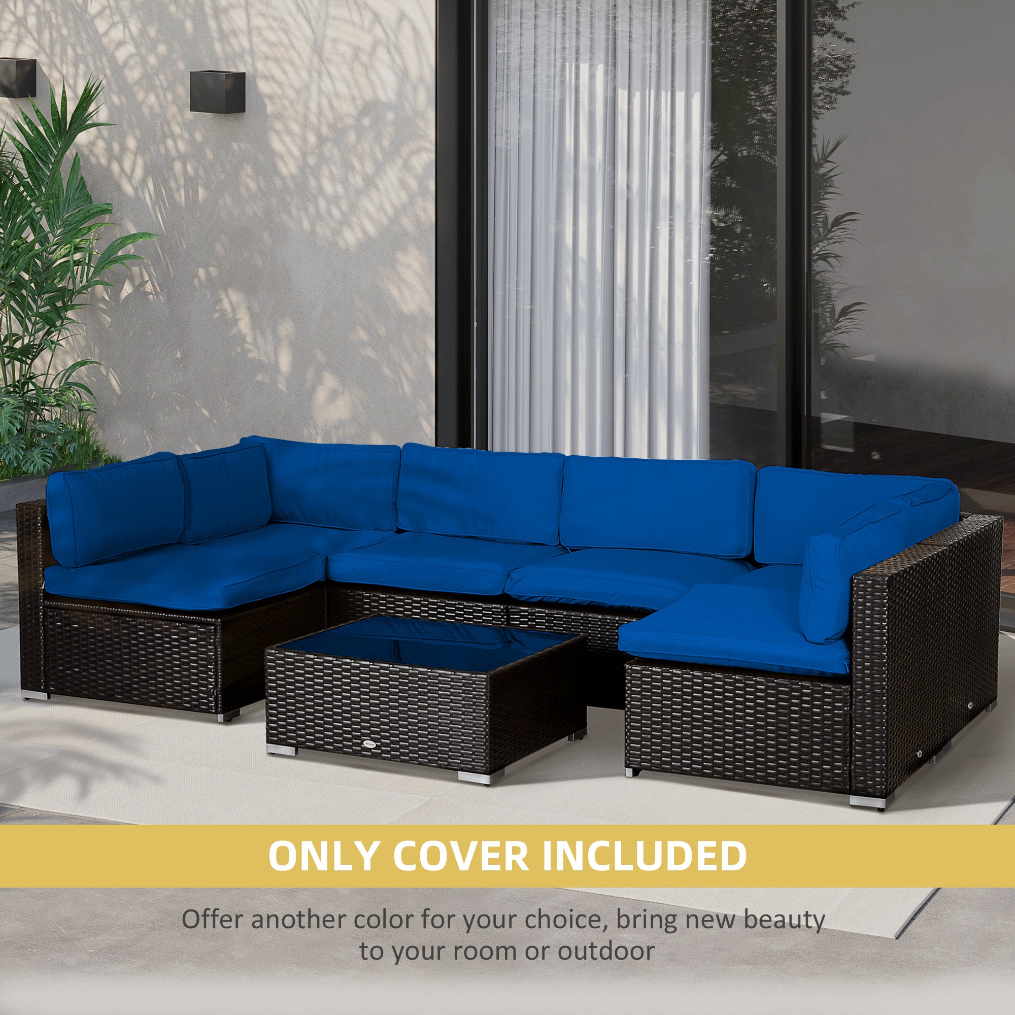 Outdoor 14pc Patio Rattan Sofa Set Cushion Polyester Cover Replacement Set - No Cushion Included Light Blue