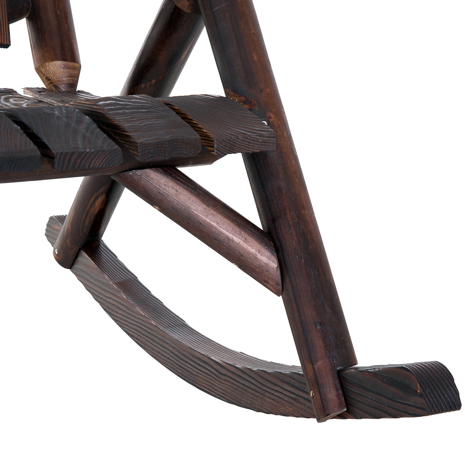 Outdoor Rocking Chair, Wooden Adirondack Outdoor Rocker with High Back, Slatted Seat, Oversized Rustic Patio Rocking Chair for Garden, Porch, Yard, Balcon, Dark Carbonized