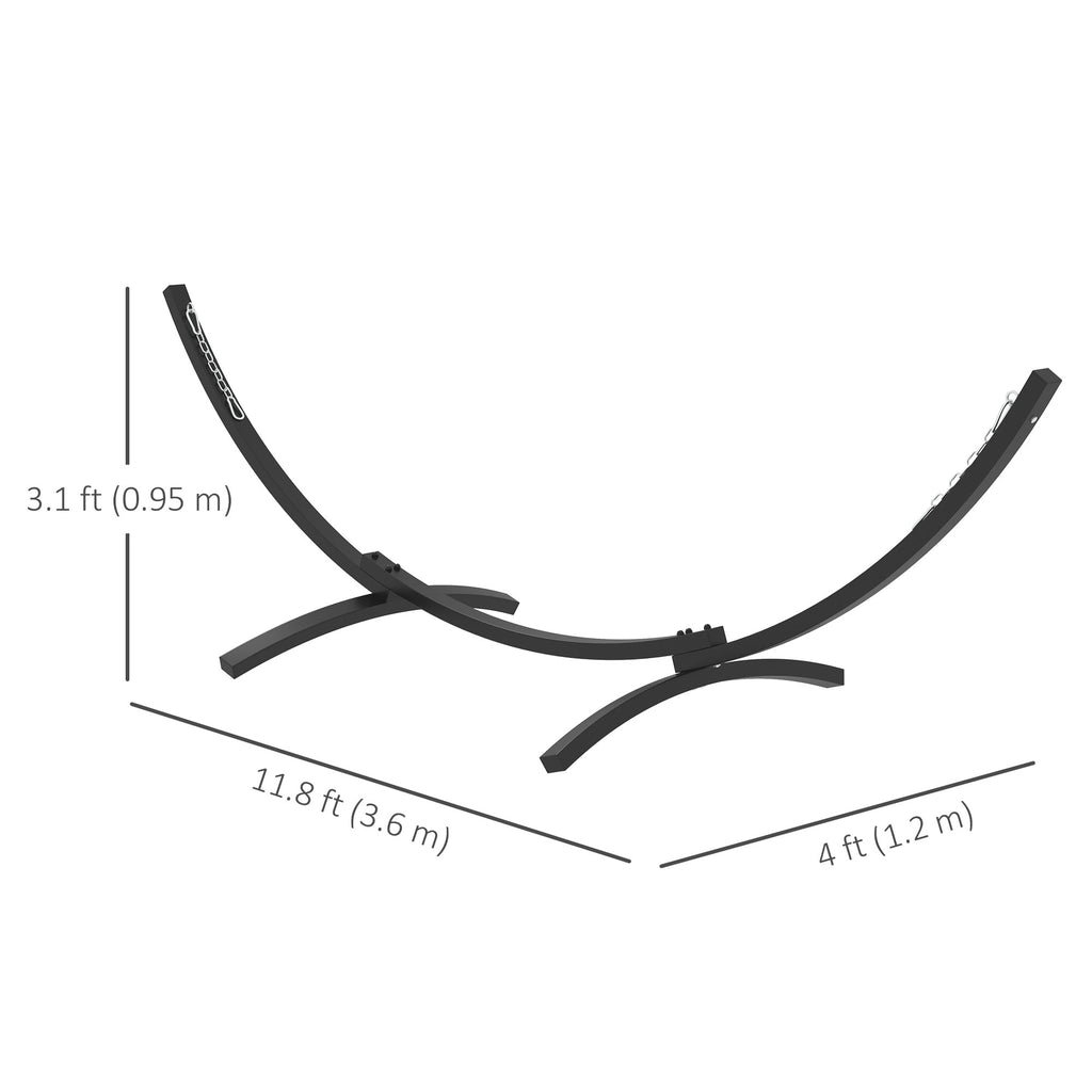 12' Hammock Stand with Steel Frame, Hammock Chair Stand Only for Garden, Camping, Picnic, Outdoor, Patio, Grey