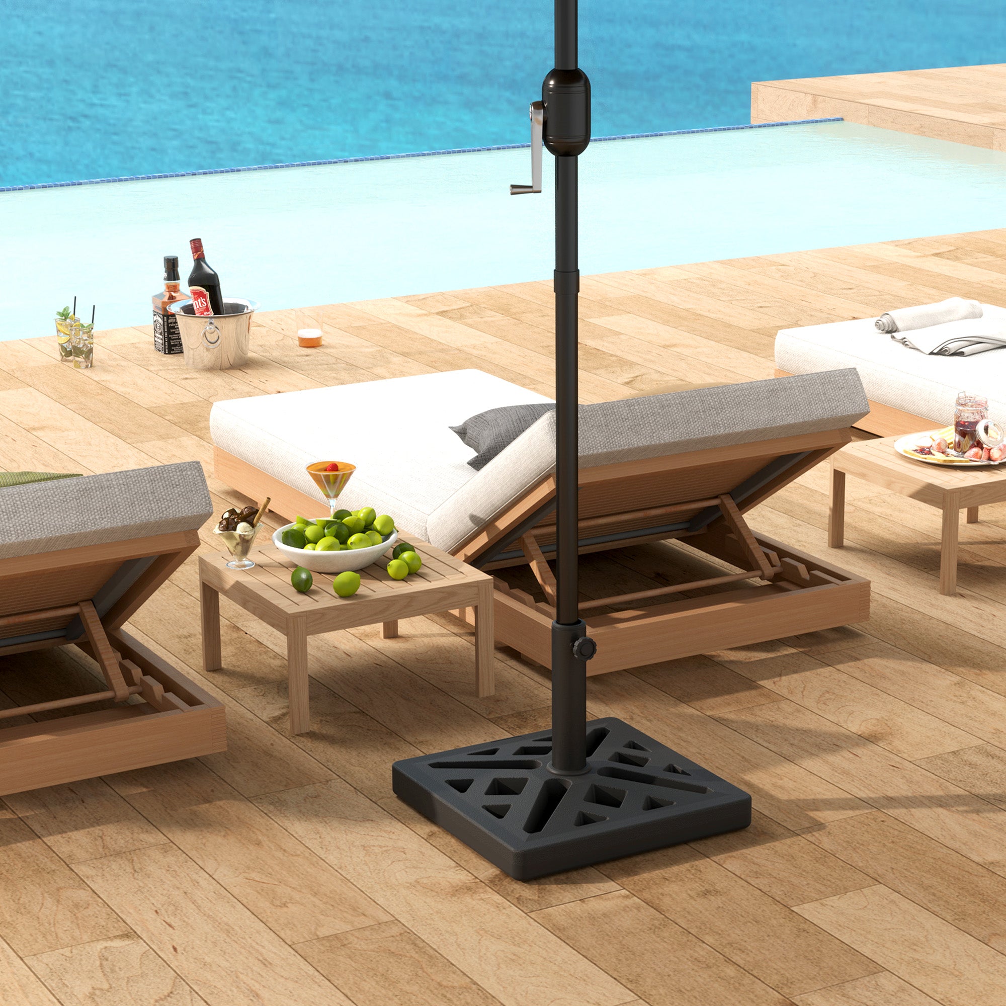 Umbrella Base, 33lbs HDPE Outdoor Umbrella Stand Parasol Stand with Cut-Out Design