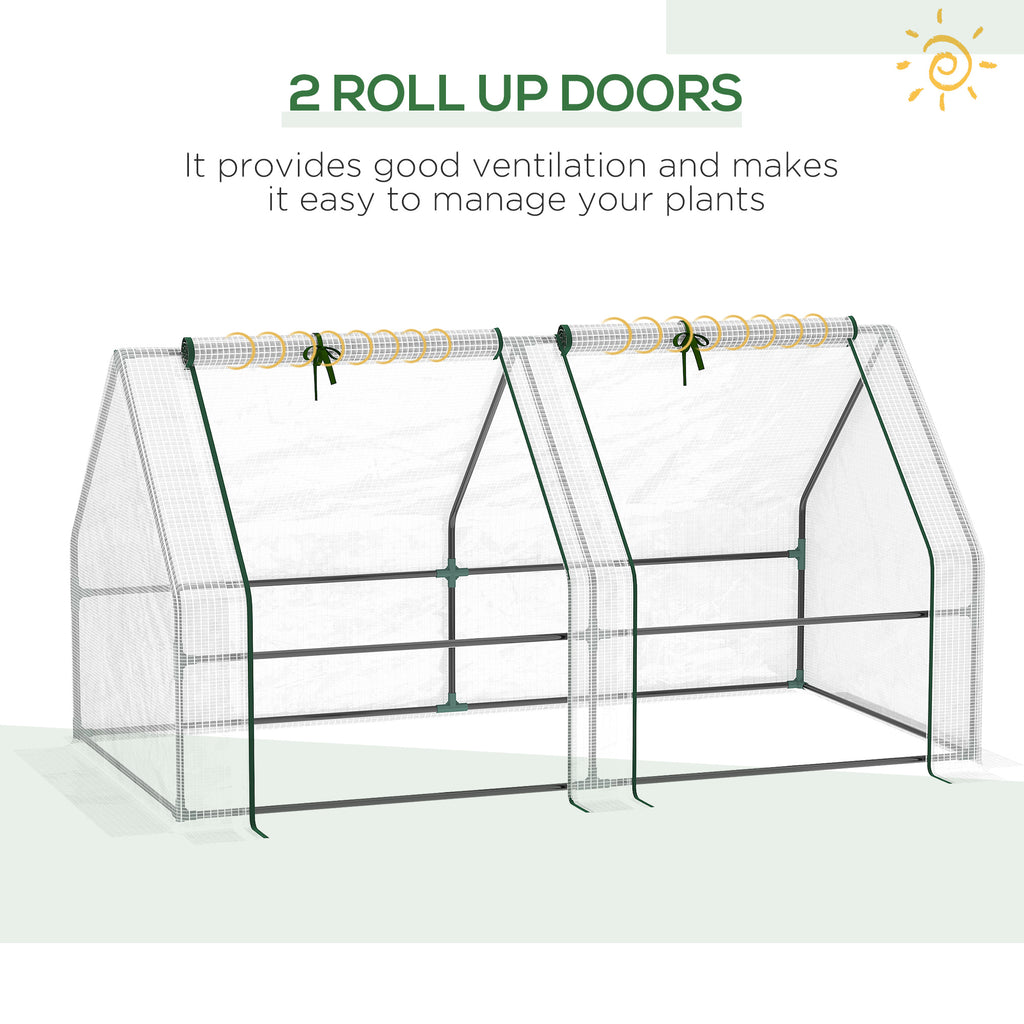6' x 3' x 3' Portable Tunnel Greenhouse Outdoor Garden Mini with Large Zipper Doors & Water/UV PE Cover White
