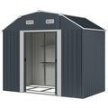 8' x 4' Galvanized Outdoor Storage Shed, Garden Shed with Adjustable Shelves, Double Sliding Doors and Vents
