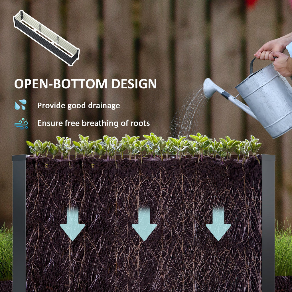 8 x 1.3 x 1.5ft Galvanized Raised Garden Bed, Reinforced Outdoor Planter Box with Open Bottom, Dark Grey