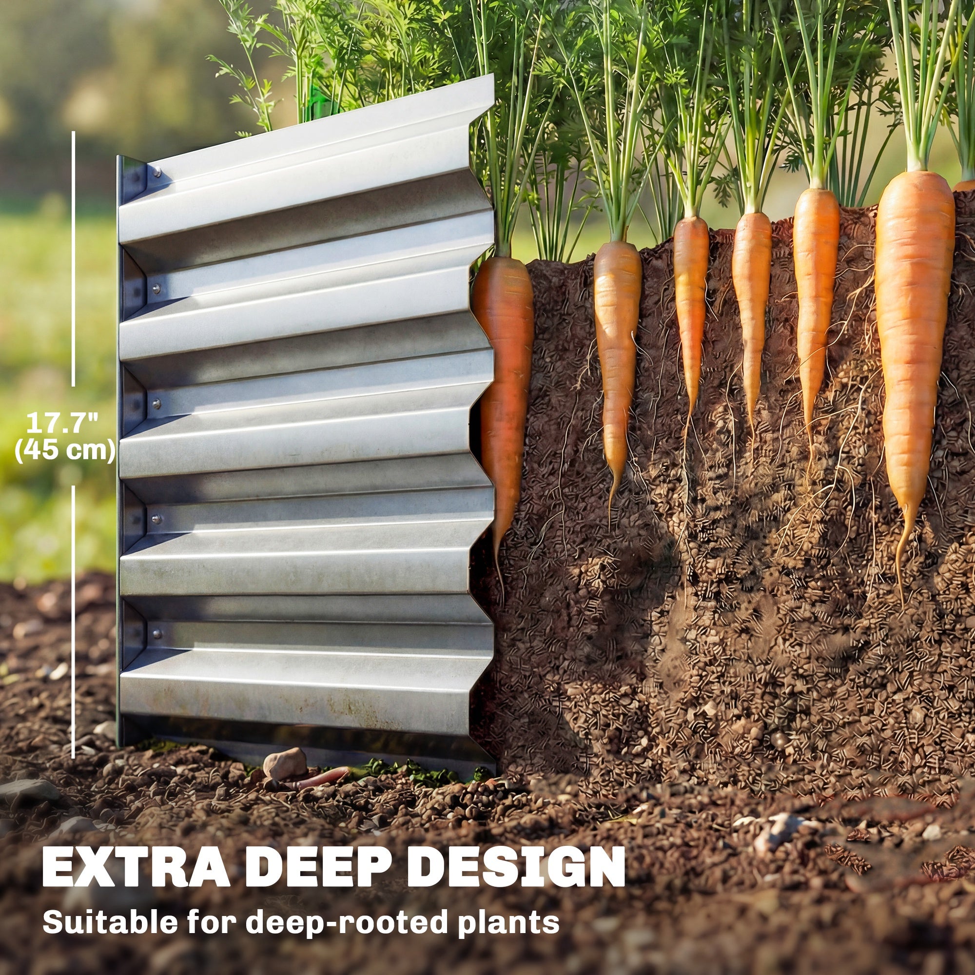 8' x 1.3' x 1.5' Galvanized Raised Bed, Large Elevated Planter Box for Growing Flowers, Herbs and Vegetables, Silver