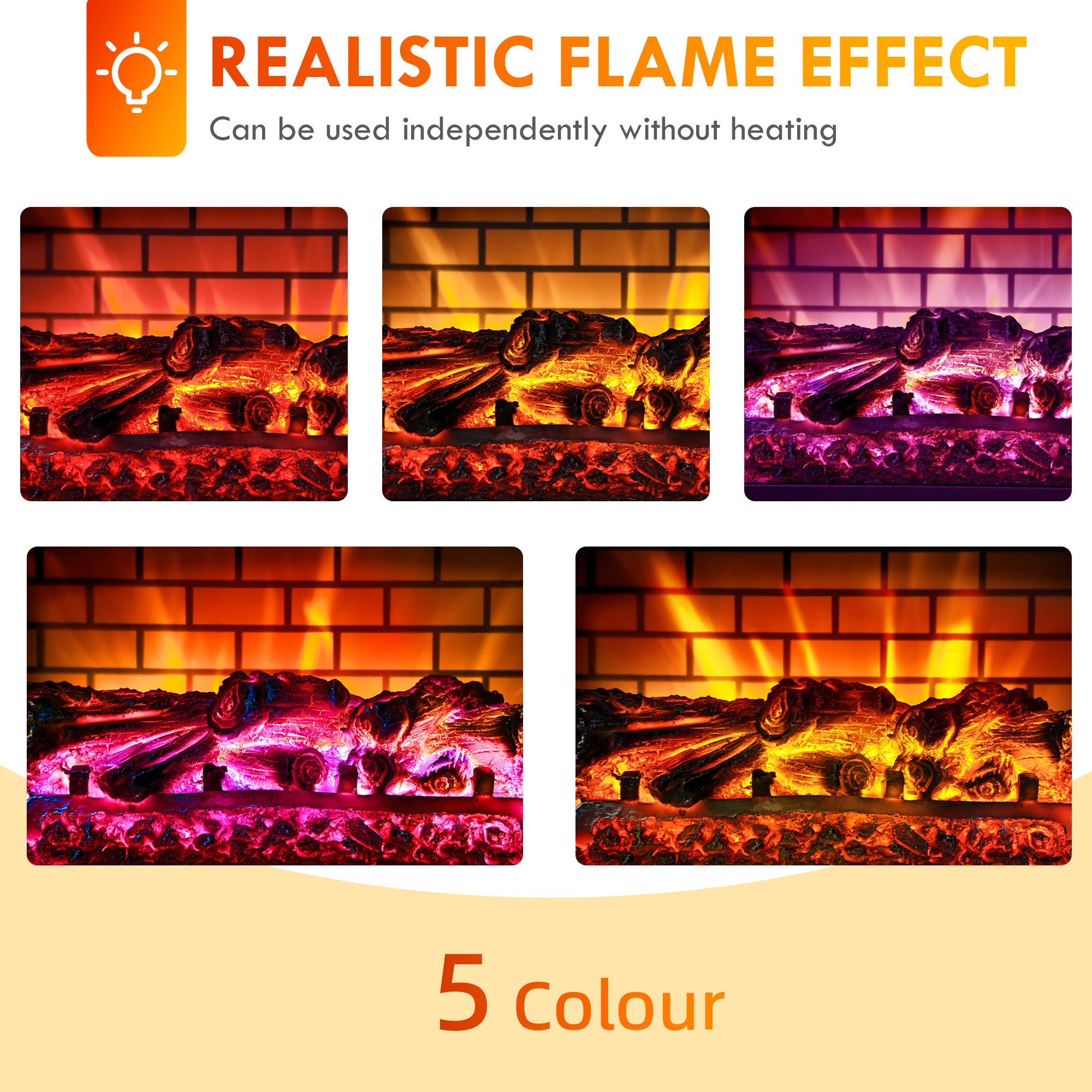 Electric Fireplace Stove, Infrared Fireplace Heater with Realistic Flame, Adjustable Temperature, 1500W, Black