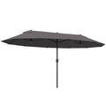 15' Double-Sided Patio Umbrella Parasol Sun Shelter Canopy Shade Grey