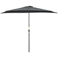9.8ft Half Umbrella Semi Round Patio Parasol with Crank Handle, Top Vent for Garden, Balcony- NO BASE INCLUDED, Black