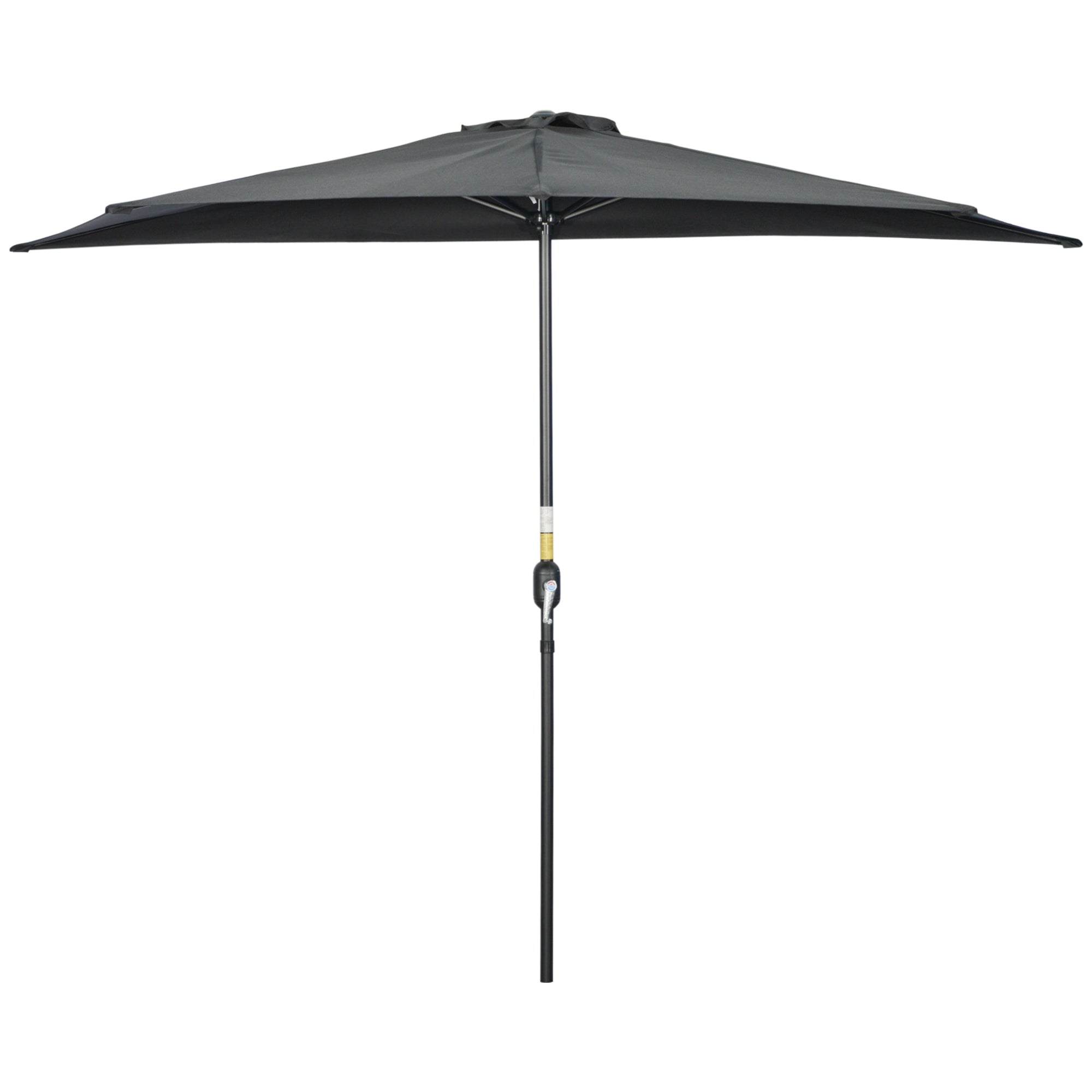 9.8ft Half Umbrella Semi Round Patio Parasol with Crank Handle, Top Vent for Garden, Balcony- NO BASE INCLUDED, Black