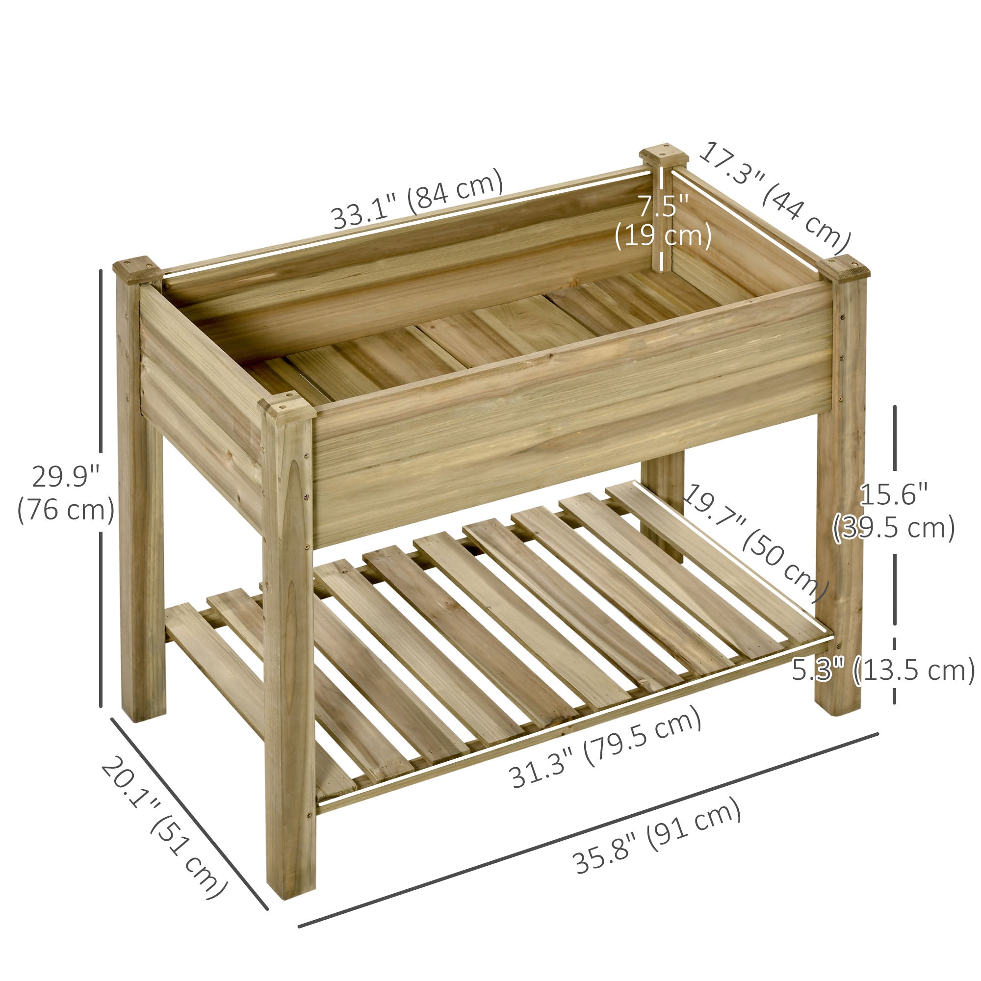Elevated Planter Box with Legs and Storage Shelf, Raised Garden Bed, Elevated Wooden Planter Box, Green