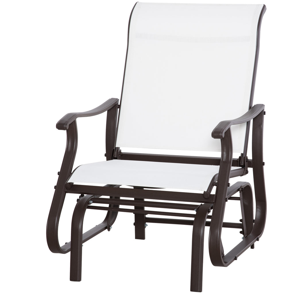 Outdoor Glider Chair, Patio Glider with Steel Frame and Mesh Fabric, Outdoor Patio Chair for Backyard, Garden and Porch, Cream White