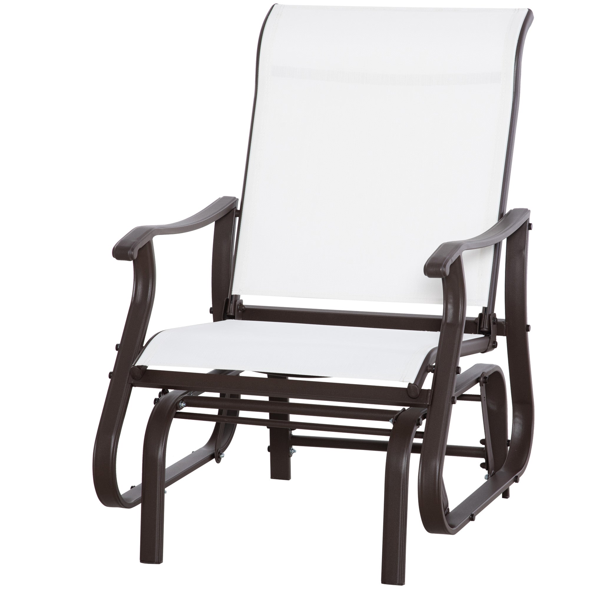 Outdoor Glider Chair, Patio Glider with Steel Frame and Mesh Fabric, Outdoor Patio Chair for Backyard, Garden and Porch, Cream White