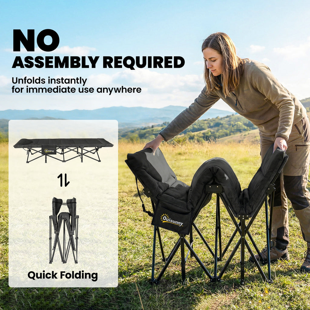 Camping Cot for Adults with Padded Cushion, 31.5" Wide Folding Bed with Carry Bag and Non-Slip Feet, Black