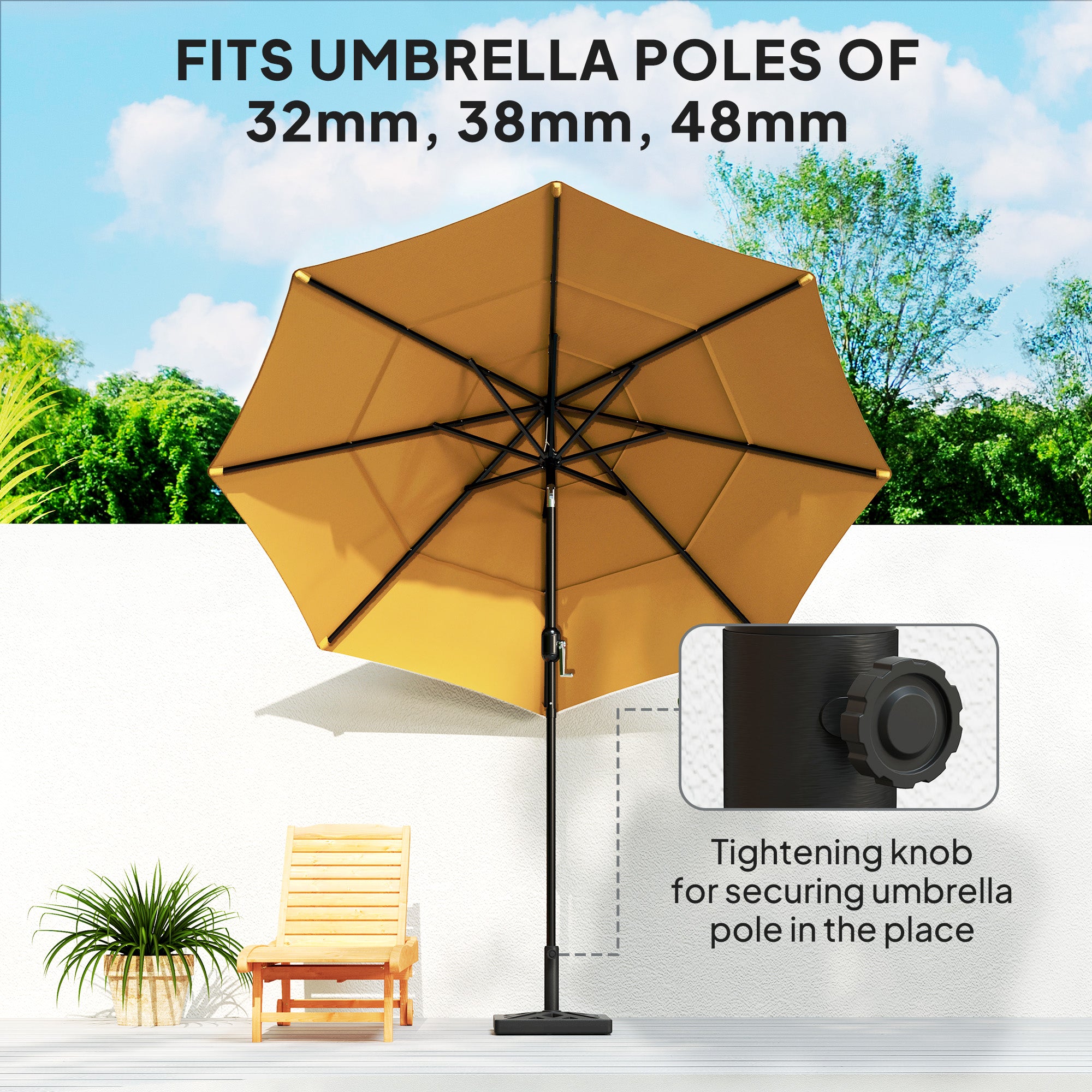 Umbrella Base, 33lbs HDPE Outdoor Umbrella Stand Parasol Stand with Cut-Out Design